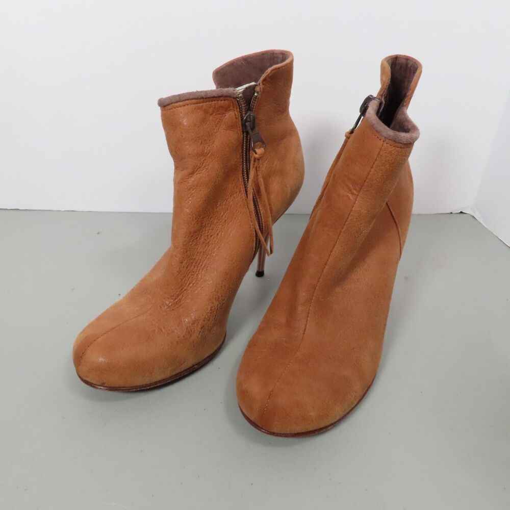 Diesel Firetip Brown Suede Leather Stiletto Heel Ankle Booties Size 8 EUR 38.5